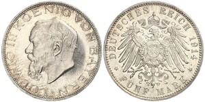5 Марка Королівство Баварія (1806 - 1918) Срібло Людвіг III (король Баварії) (1845 – 1921)