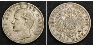 5 Марка Королівство Баварія (1806 - 1918) Срібло Otto of Bavaria (1848 – 1916)