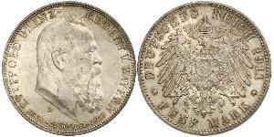 5 Марка Королівство Баварія (1806 - 1918) Срібло Otto of Bavaria (1848 – 1916)