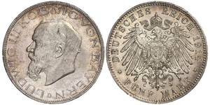 5 Марка Королівство Баварія (1806 - 1918) Срібло Людвіг III (король Баварії) (1845 – 1921)