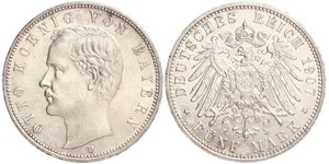 5 Марка Королівство Баварія (1806 - 1918) Срібло Otto of Bavaria (1848 – 1916)