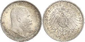 5 Марка Королівство Вюртемберг Срібло Wilhelm II, German Emperor (1859-1941)