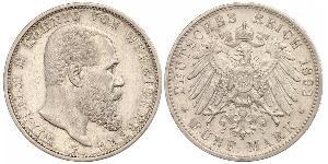 5 Марка Королівство Вюртемберг Срібло Wilhelm II, German Emperor (1859-1941)
