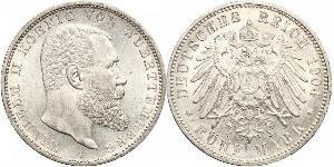 5 Марка Королівство Вюртемберг Срібло Wilhelm II, German Emperor (1859-1941)