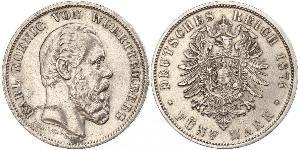 5 Марка Королівство Вюртемберг Срібло Charles I of Württemberg