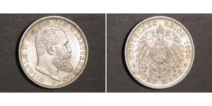 5 Марка Королівство Вюртемберг Срібло Wilhelm II, German Emperor (1859-1941)