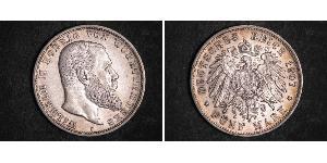 5 Марка Королівство Вюртемберг Срібло Wilhelm II, German Emperor (1859-1941)