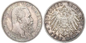 5 Марка Королівство Вюртемберг Срібло Wilhelm II, German Emperor (1859-1941)