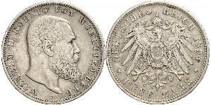 5 Марка Королівство Вюртемберг Срібло Wilhelm II, German Emperor (1859-1941)