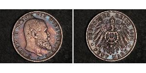 5 Марка Королівство Вюртемберг Срібло Wilhelm II, German Emperor (1859-1941)