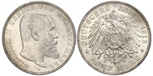 5 Марка Королівство Вюртемберг Срібло Wilhelm II, German Emperor (1859-1941)
