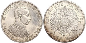 5 Марка Королівство Пруссія (1701-1918) Срібло Wilhelm II, German Emperor (1859-1941)