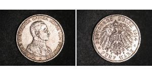 5 Марка Королівство Пруссія (1701-1918) Срібло Wilhelm II, German Emperor (1859-1941)
