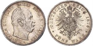 5 Марка Королівство Пруссія (1701-1918) Срібло Wilhelm I, German Emperor (1797-1888)