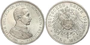 5 Марка Королівство Пруссія (1701-1918) Срібло Wilhelm II, German Emperor (1859-1941)