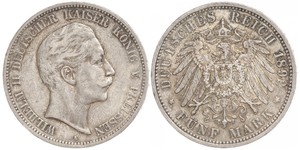 5 Марка Королівство Пруссія (1701-1918) Срібло Wilhelm II, German Emperor (1859-1941)