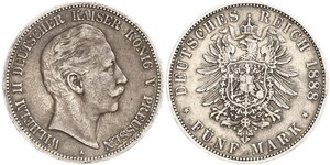 5 Марка Королівство Пруссія (1701-1918) Срібло Wilhelm II, German Emperor (1859-1941)