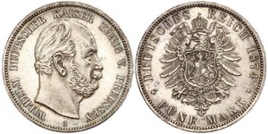 5 Марка Королівство Пруссія (1701-1918) Срібло Wilhelm I, German Emperor (1797-1888)