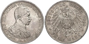 5 Марка Королівство Пруссія (1701-1918) Срібло Wilhelm II, German Emperor (1859-1941)