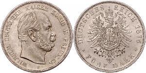 5 Марка Королівство Пруссія (1701-1918) Срібло Wilhelm I, German Emperor (1797-1888)