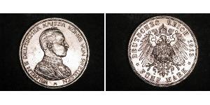 5 Марка Королівство Пруссія (1701-1918) Срібло Wilhelm II, German Emperor (1859-1941)