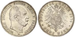 5 Марка Королівство Пруссія (1701-1918) Срібло Wilhelm I, German Emperor (1797-1888)