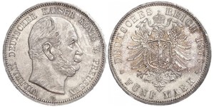 5 Марка Королівство Пруссія (1701-1918) Срібло Wilhelm I, German Emperor (1797-1888)