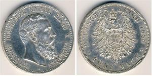 5 Марка Королівство Пруссія (1701-1918) Срібло Фрідріх III (німецький імператор) (1831-1888)