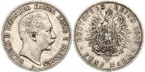 5 Марка Королівство Пруссія (1701-1918) Срібло Wilhelm II, German Emperor (1859-1941)