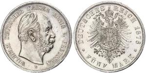 5 Марка Королівство Пруссія (1701-1918) Срібло Wilhelm I, German Emperor (1797-1888)