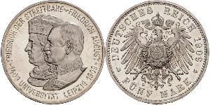 5 Марка Королівство Саксонія (1806 - 1918) Срібло Frederick Augustus III of Saxony (1865-1932)