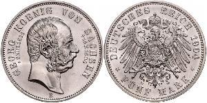 5 Марка Королівство Саксонія (1806 - 1918) Срібло George, King of Saxony