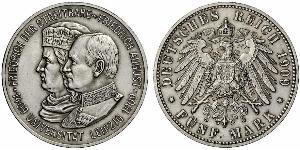 5 Марка Королівство Саксонія (1806 - 1918) Срібло Frederick Augustus III of Saxony (1865-1932)