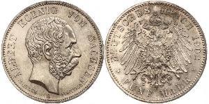 5 Марка Королівство Саксонія (1806 - 1918) Срібло Albert of Saxony