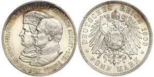 5 Марка Королівство Саксонія (1806 - 1918) Срібло Frederick Augustus III of Saxony (1865-1932)