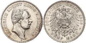 5 Марка Королівство Саксонія (1806 - 1918) Срібло Frederick Augustus III of Saxony (1865-1932)