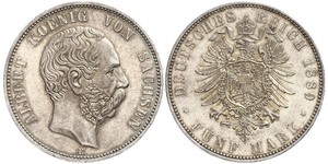 5 Марка Королівство Саксонія (1806 - 1918) Срібло Albert of Saxony