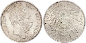 5 Марка Королівство Саксонія (1806 - 1918) Срібло Albert of Saxony