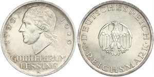 5 Марка Німецька імперія (1871-1918) Срібло Готгольд Ефраїм Лессінг