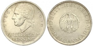 5 Марка Німецька імперія (1871-1918) Срібло Готгольд Ефраїм Лессінг
