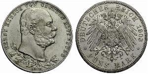5 Марка Саксен-Альтенбург  (1826 - 1920) Срібло Ernst I, Duke of Saxe-Altenburg (1826 - 1908)