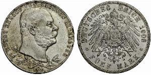 5 Марка Саксен-Альтенбург  (1826 - 1920) Срібло Ernst I, Duke of Saxe-Altenburg (1826 - 1908)