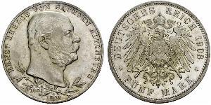 5 Марка Саксен-Альтенбург  (1826 - 1920) Срібло Ernst I, Duke of Saxe-Altenburg (1826 - 1908)