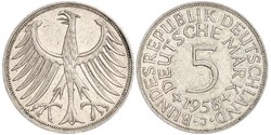 5 Марка ФРН (1949-1990) Срібло 