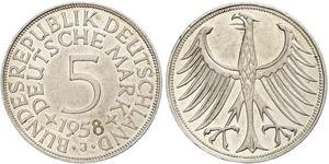 5 Марка ФРН (1949-1990) Срібло 