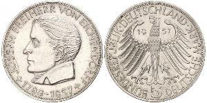 5 Марка ФРН (1949-1990) Срібло Йозеф фон Айхендорф