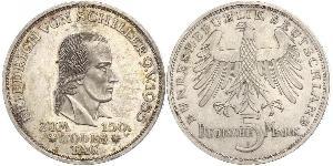 5 Марка ФРН (1949-1990) Срібло Йоганн-Фрідріх Шиллер