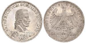 5 Марка ФРН (1949-1990) Срібло Йоганн-Фрідріх Шиллер