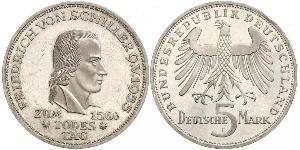 5 Марка ФРН (1949-1990) Срібло Йоганн-Фрідріх Шиллер