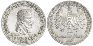 5 Марка ФРН (1949-1990) Срібло Йоганн-Фрідріх Шиллер